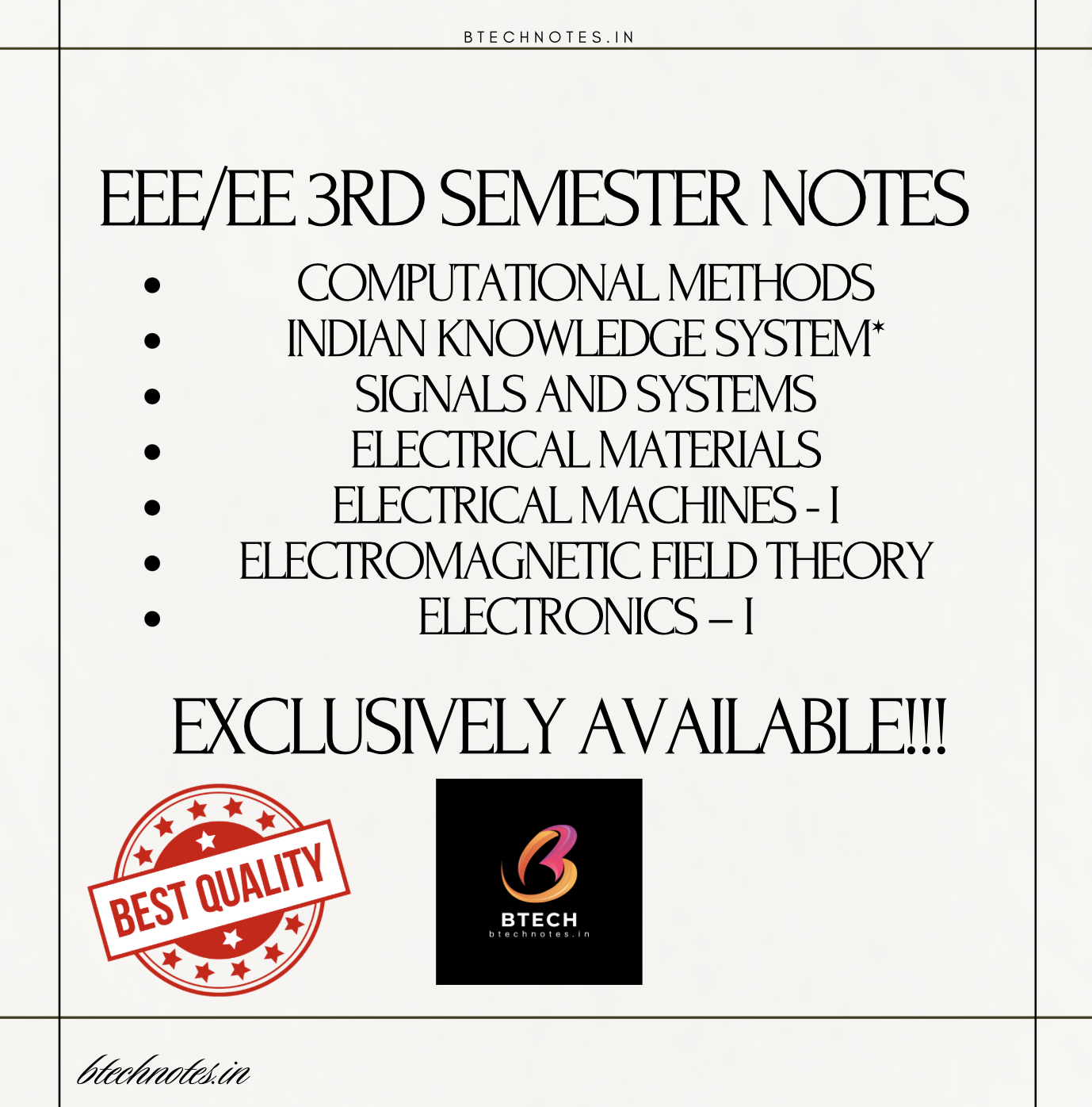 B.Tech EEE 3rd Semester Notes - B.Tech Notes